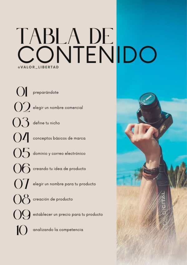 tabla de contenido